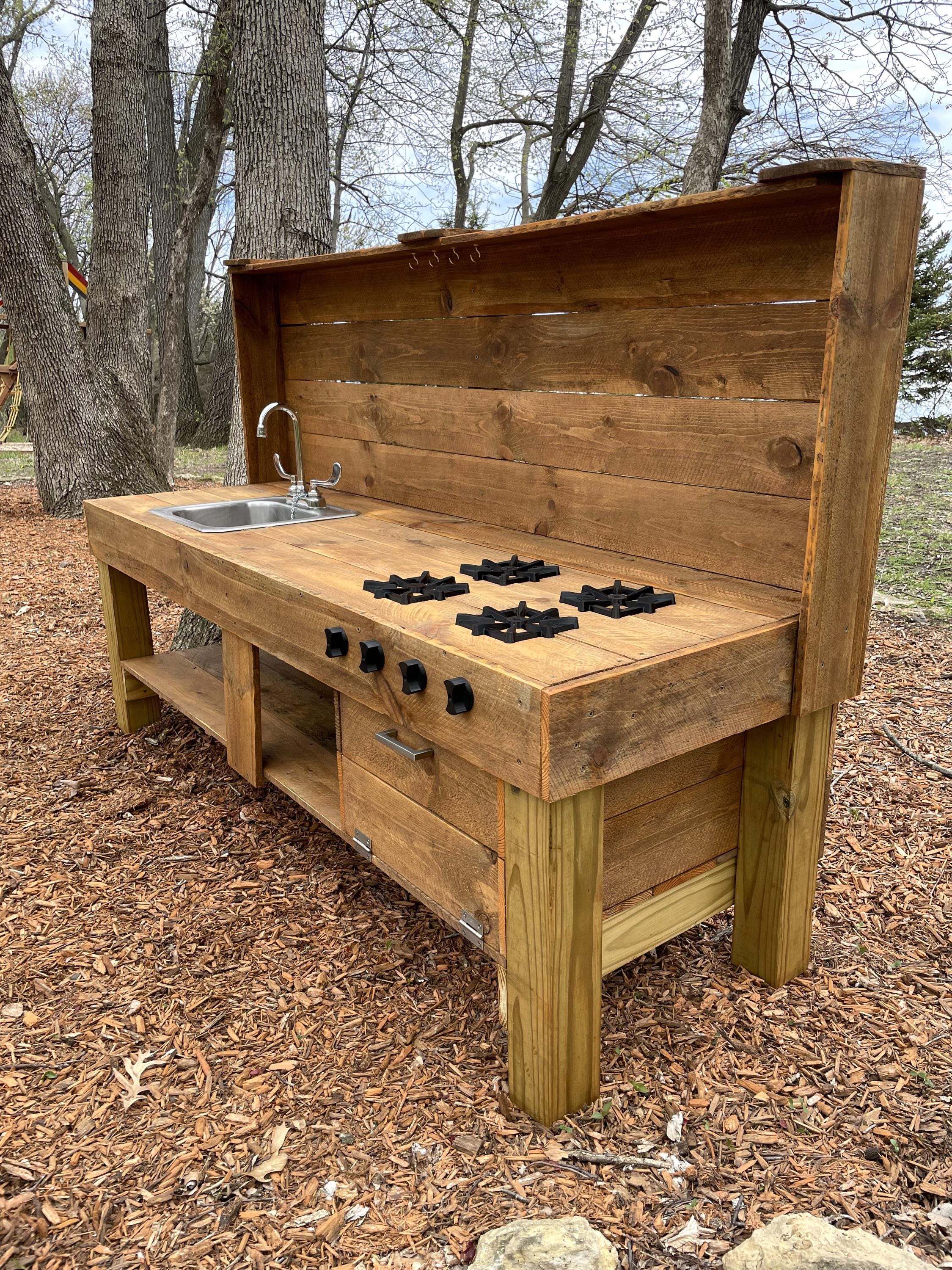 Mud Kitchen Grill Burner and Knobs, Kids Pretend Play, Montessori Outdoor Play Accessories