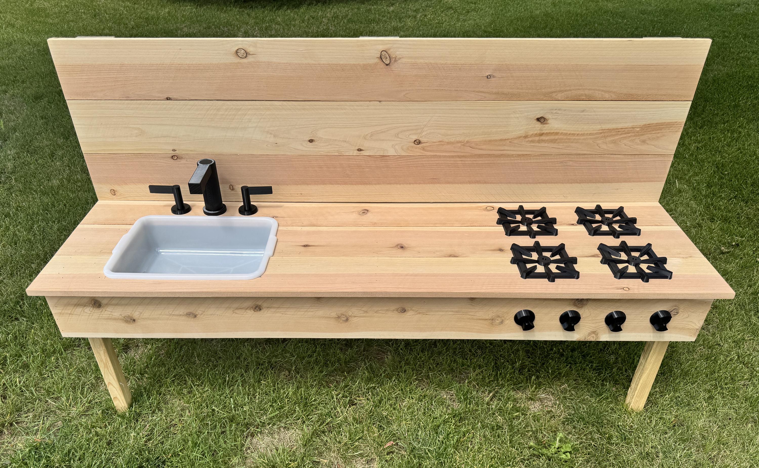 Mud Kitchen Faucet Handle and Sink, Kids Pretend Play, Montessori Outdoor Play Accessories