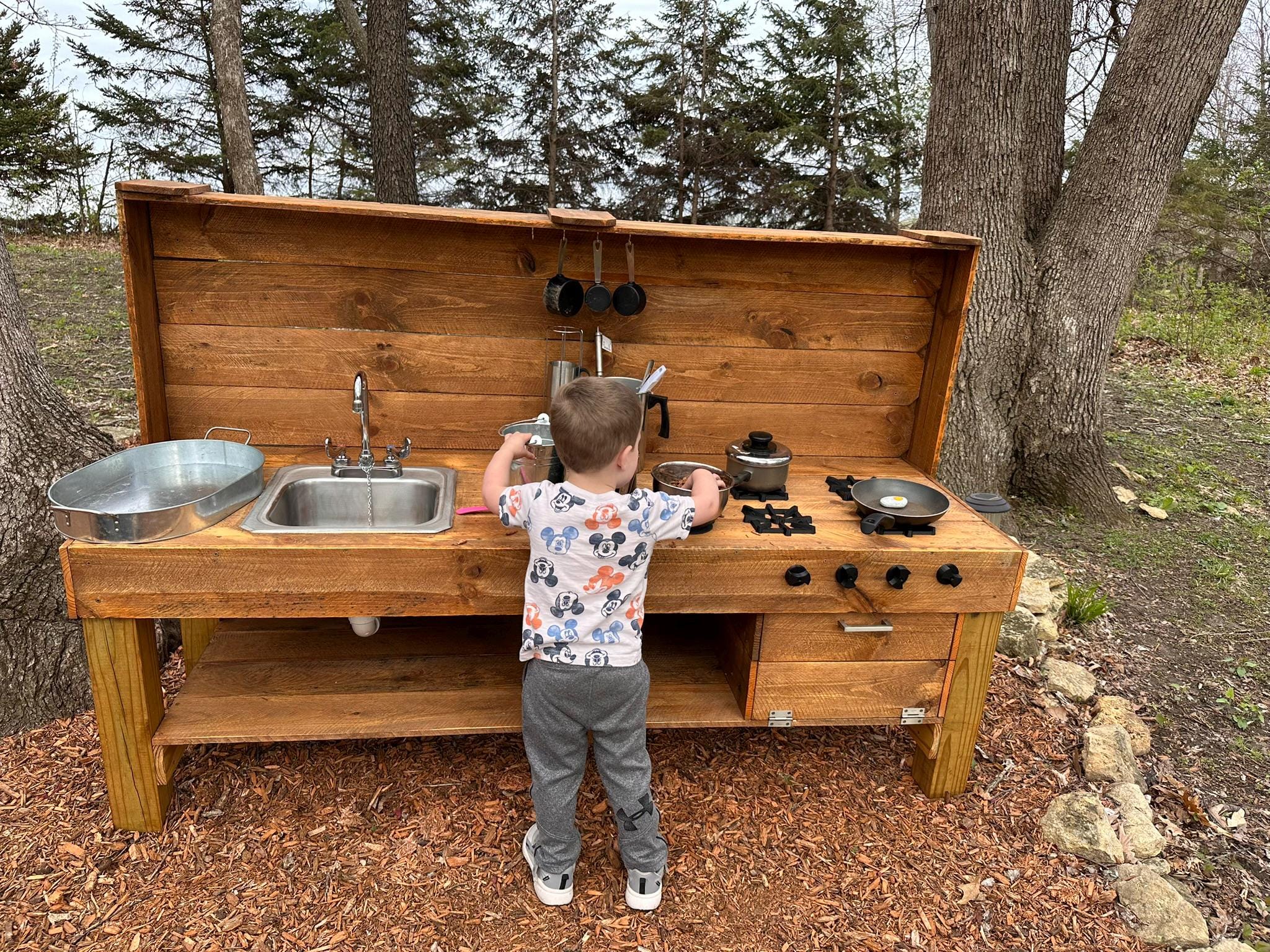 Mud Kitchen Grill Burner and Knobs, Kids Pretend Play, Montessori Outdoor Play Accessories