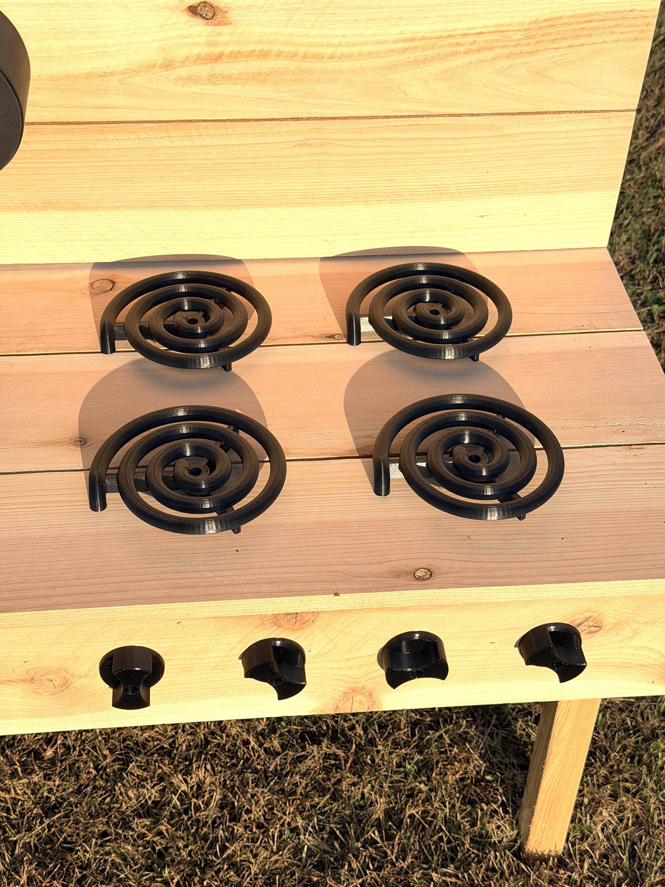 Mud Kitchen Electric Stove Burner and Knobs, Kids Pretend Play, Montessori Outdoor Play Accessories