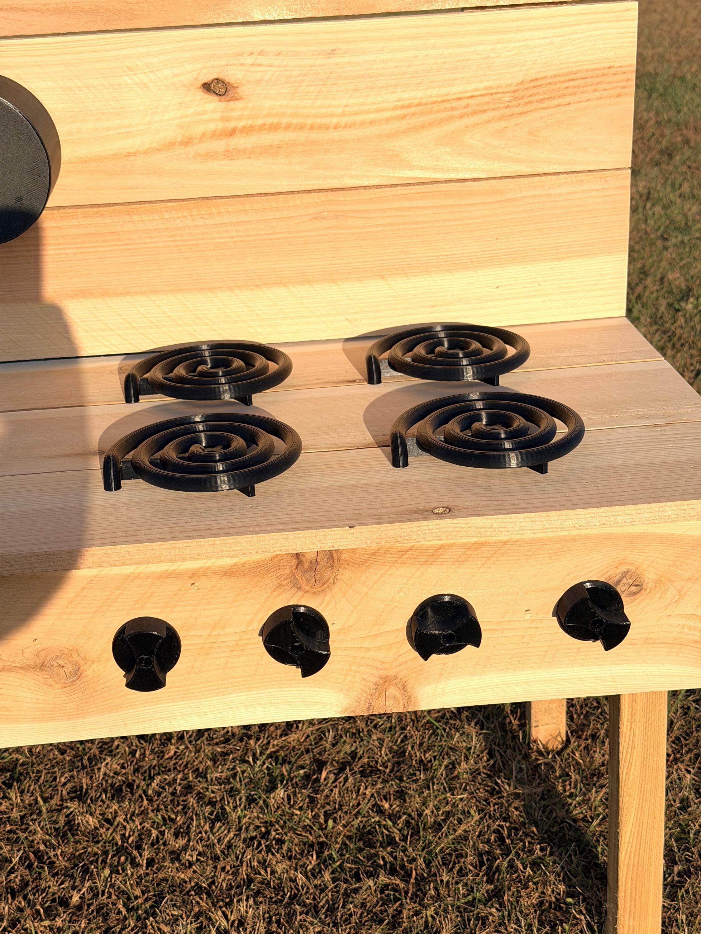 Mud Kitchen Electric Stove Burner and Knobs, Kids Pretend Play, Montessori Outdoor Play Accessories
