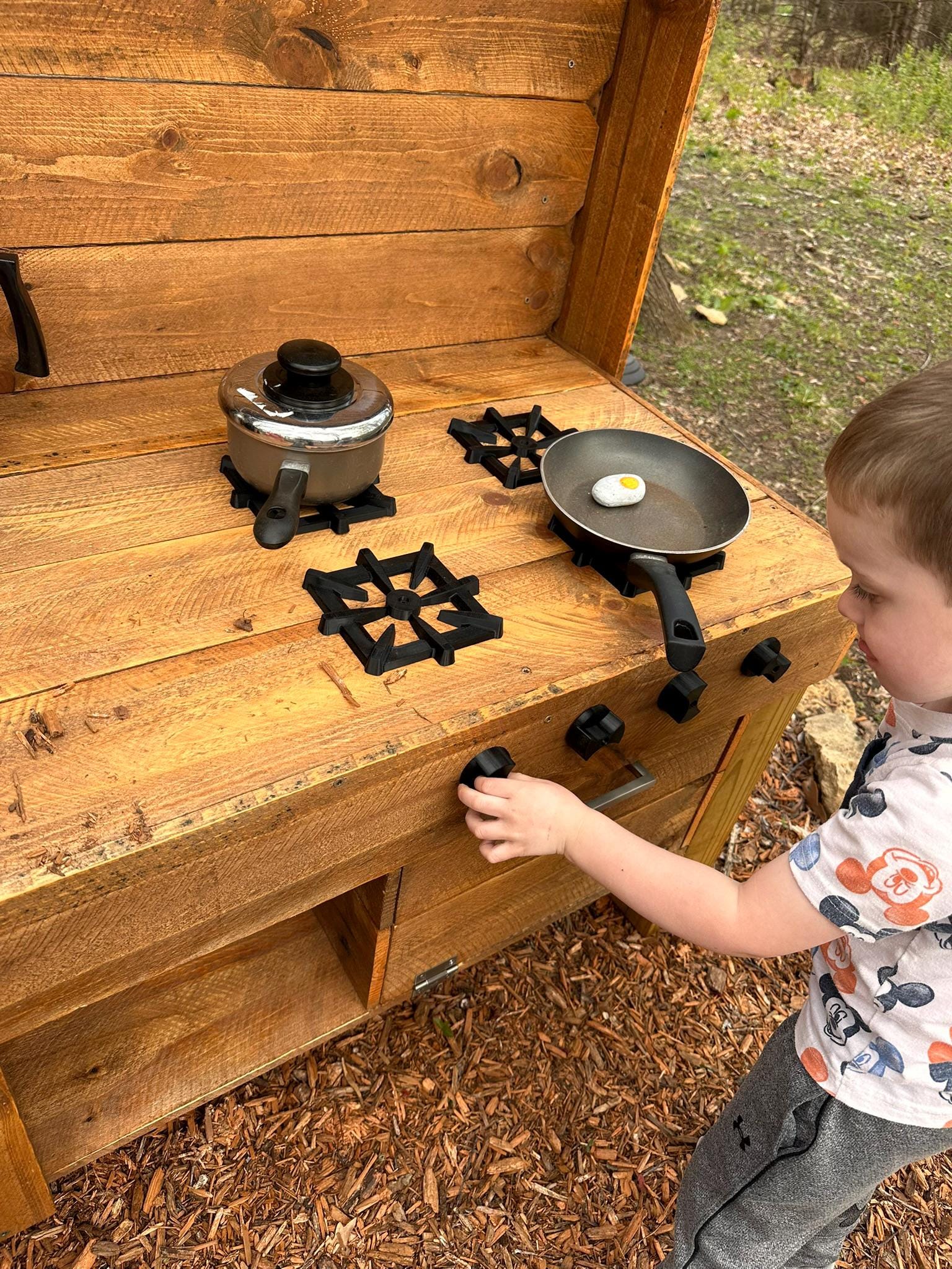 Mud Kitchen Grill Burner and Knobs, Kids Pretend Play, Montessori Outdoor Play Accessories