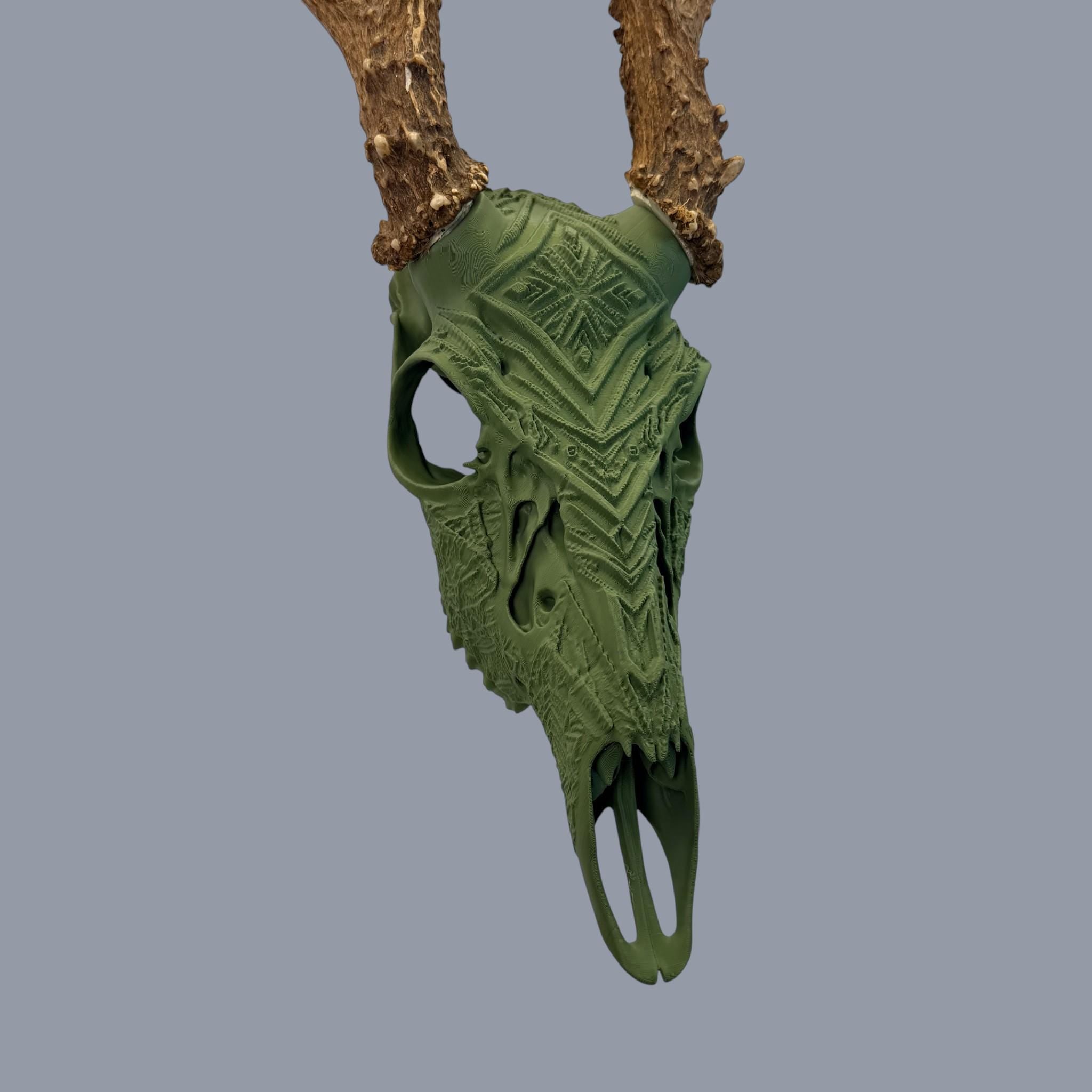 "Bliss" Graphic Antler Skull Mount