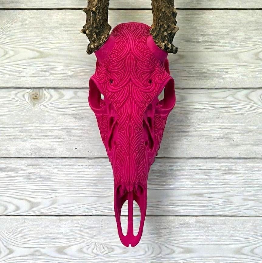 "Prosperity" Graphic Antler Skull Mount