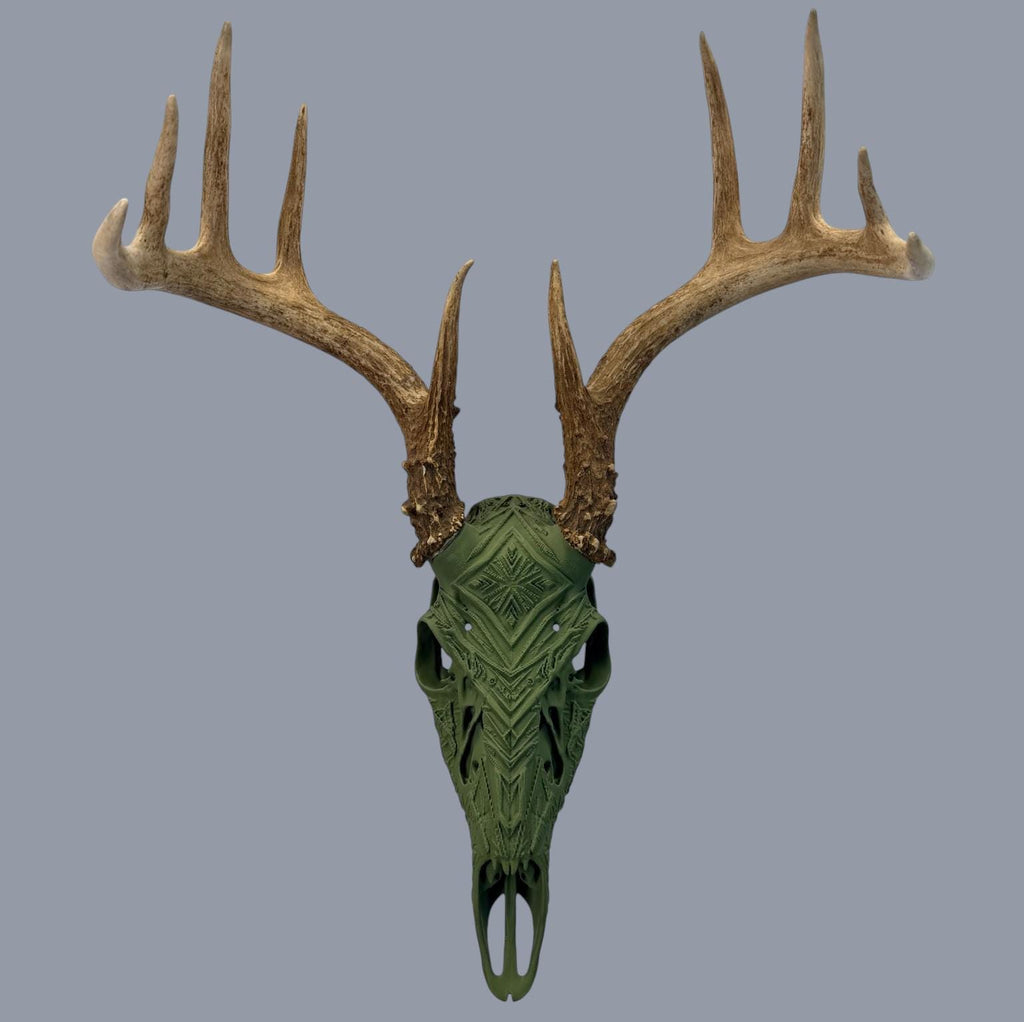 "Bliss" Graphic Antler Skull Mount