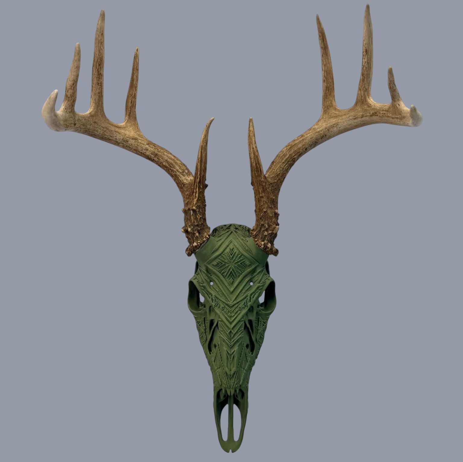 "Bliss" Graphic Antler Skull Mount