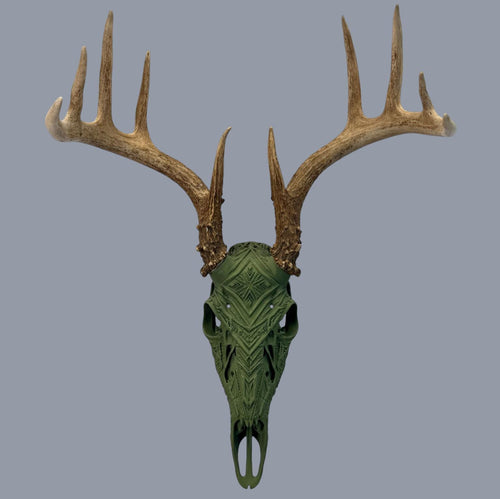 "Bliss" Graphic Antler Skull Mount