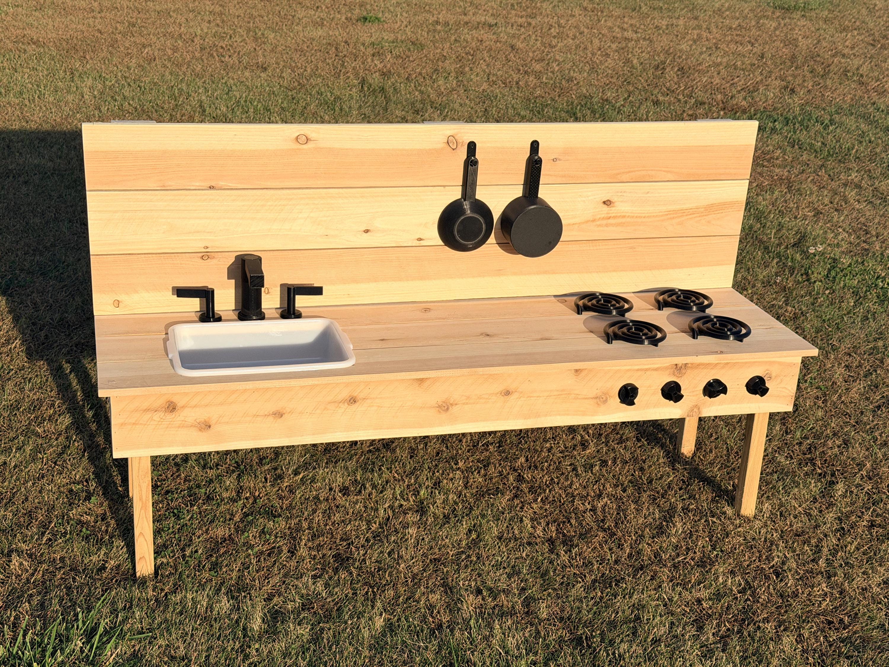 Mud Kitchen Electric Stove Burner and Knobs, Kids Pretend Play, Montessori Outdoor Play Accessories