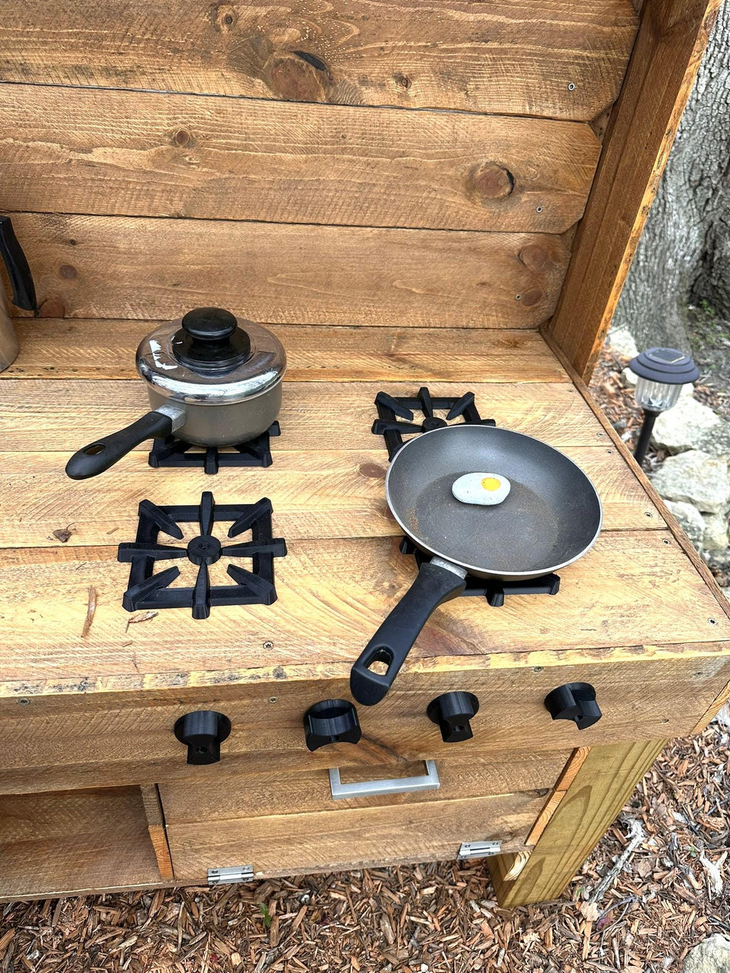 Mud Kitchen Grill Burner and Knobs, Kids Pretend Play, Montessori Outdoor Play Accessories