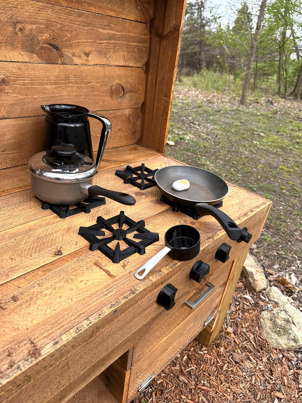 Mud Kitchen Grill Burner and Knobs, Kids Pretend Play, Montessori Outdoor Play Accessories