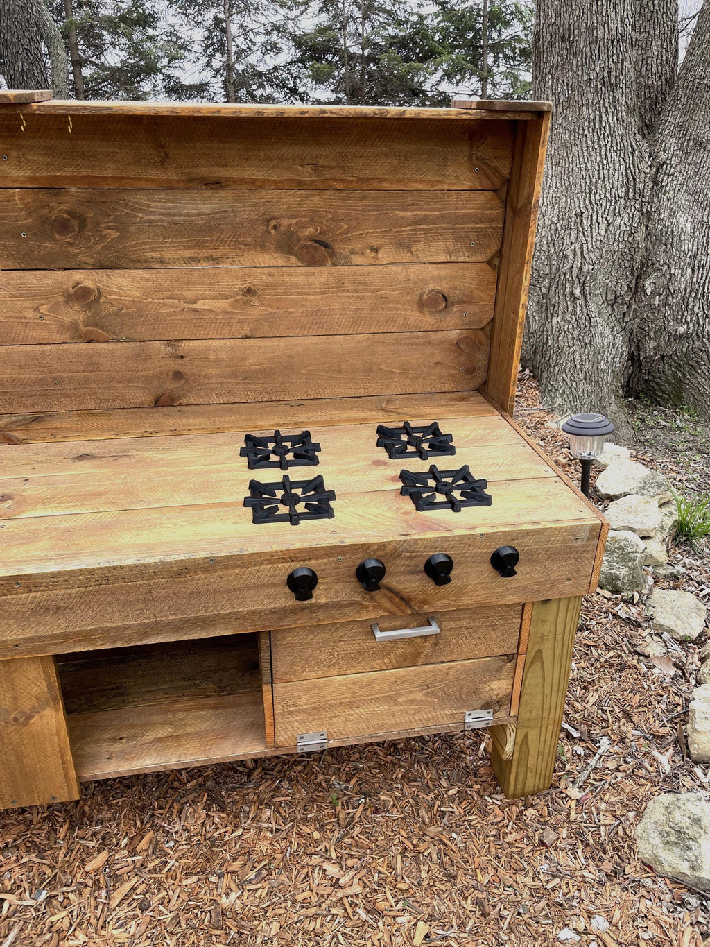 Mud Kitchen Grill Burner and Knobs, Kids Pretend Play, Montessori Outdoor Play Accessories