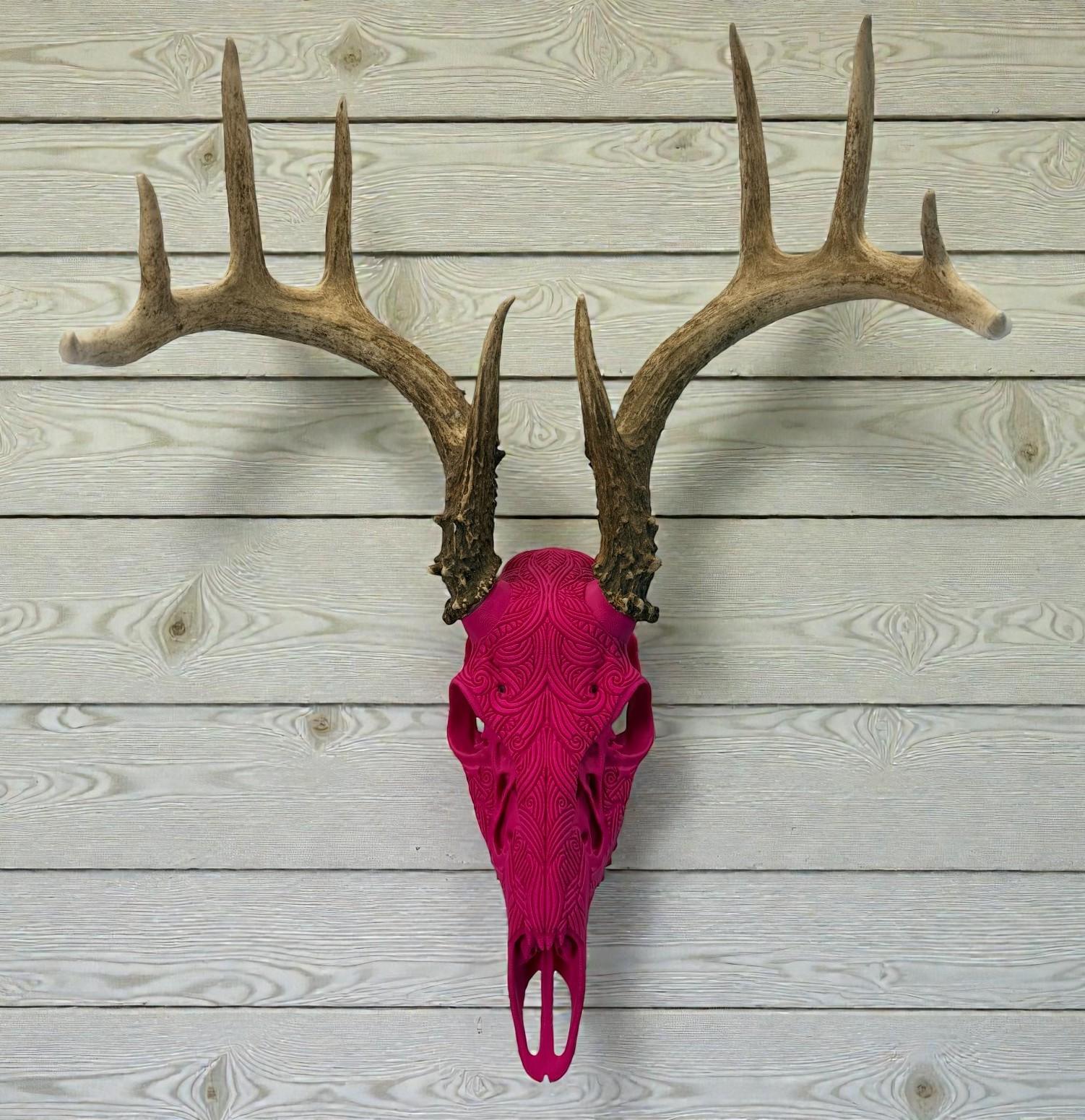 "Prosperity" Graphic Antler Skull Mount