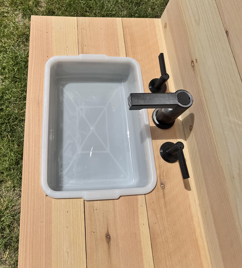 Mud Kitchen Faucet Handle and Sink, Kids Pretend Play, Montessori Outdoor Play Accessories