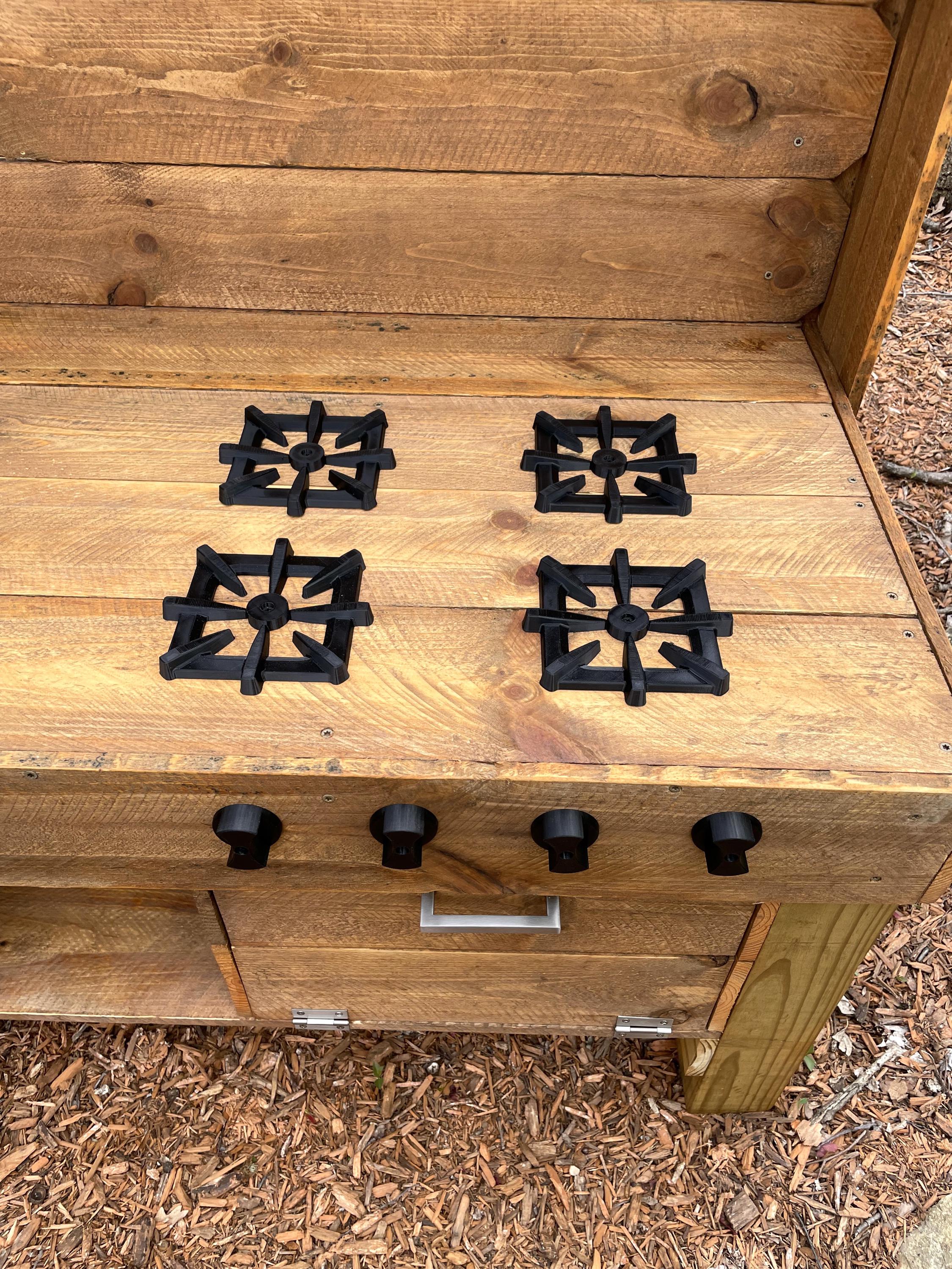 Mud Kitchen Grill Burner and Knobs, Kids Pretend Play, Montessori Outdoor Play Accessories
