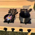 Mud Kitchen Grill Frying Pan, Pot and Hooks, Kids Pretend Play, Montessori Outdoor Play Accessories